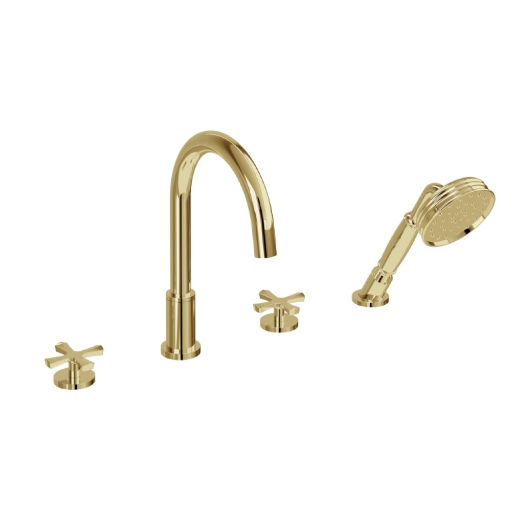 Cutout image of Burlington Riviera Gold 4 Tap Hole Bath Mixer