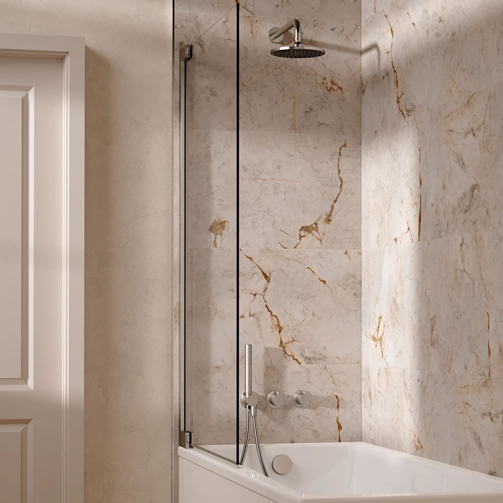 Lifestyle image of Crosswater Module Brushed Nickel Triple Outlet Shower Bath Set
