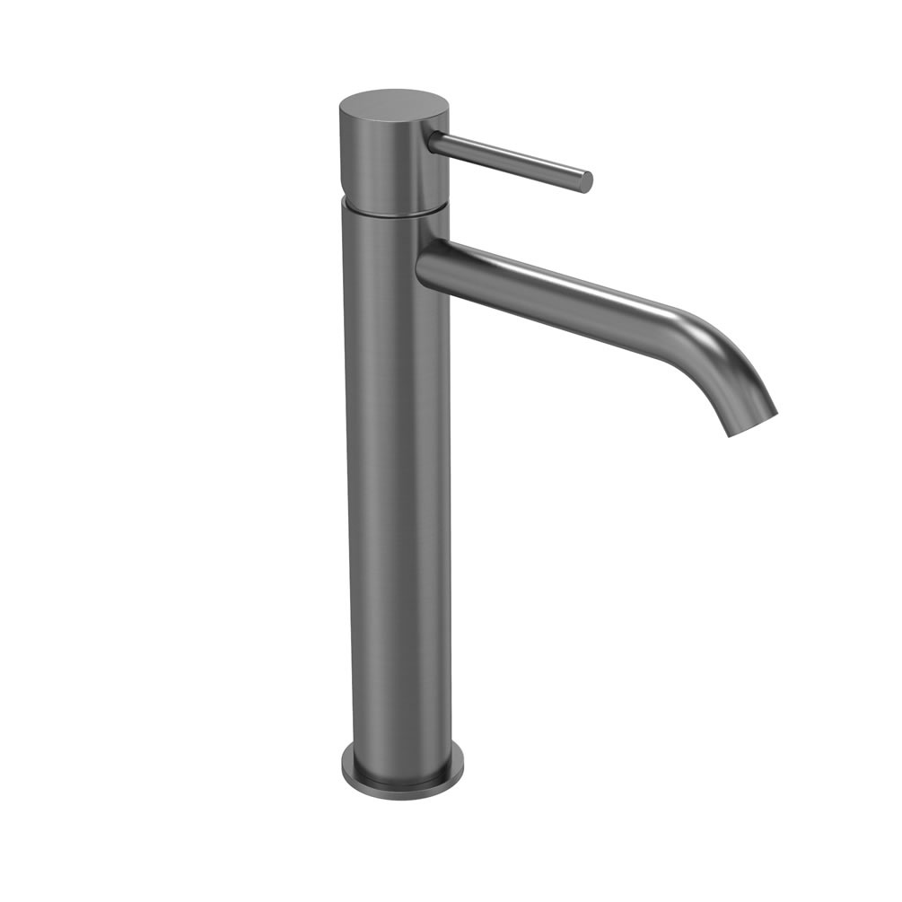 Tavistock Cohort Lever Gunmetal Tall Mono Basin Mixer Tap With Click Waste