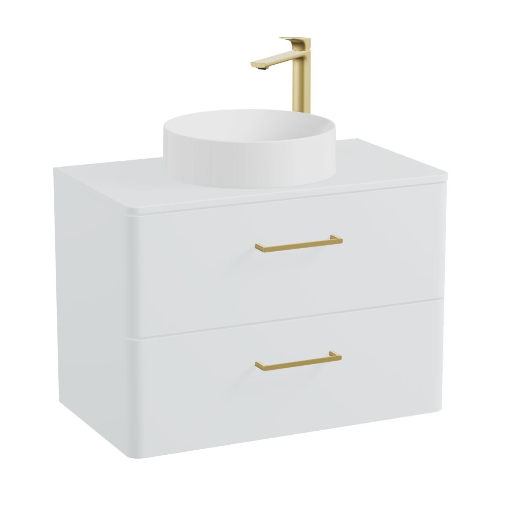 Vado Cameo 800mm Arctic White Wall Mounted Vanity Unit, Worktop & Gloss Basin