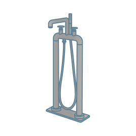iconography image of a nickel freestanding bath mixer tap