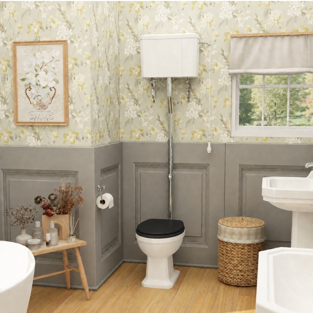 Imex Wyndham Open Back High Level Traditional Toilet BLACK SEAT