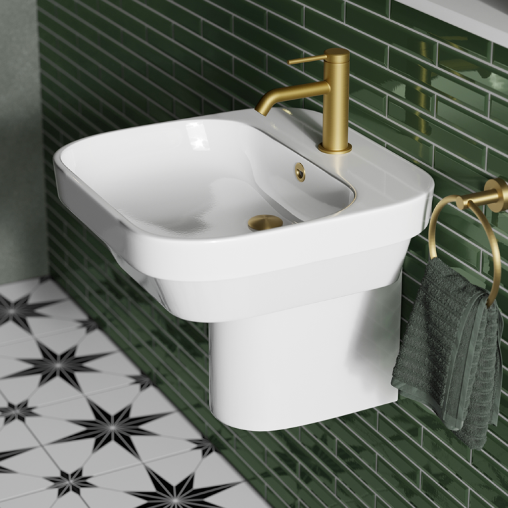 Photo of Britton Bathrooms Curve2 550mm Basin with Semi Pedestal Lifestyle