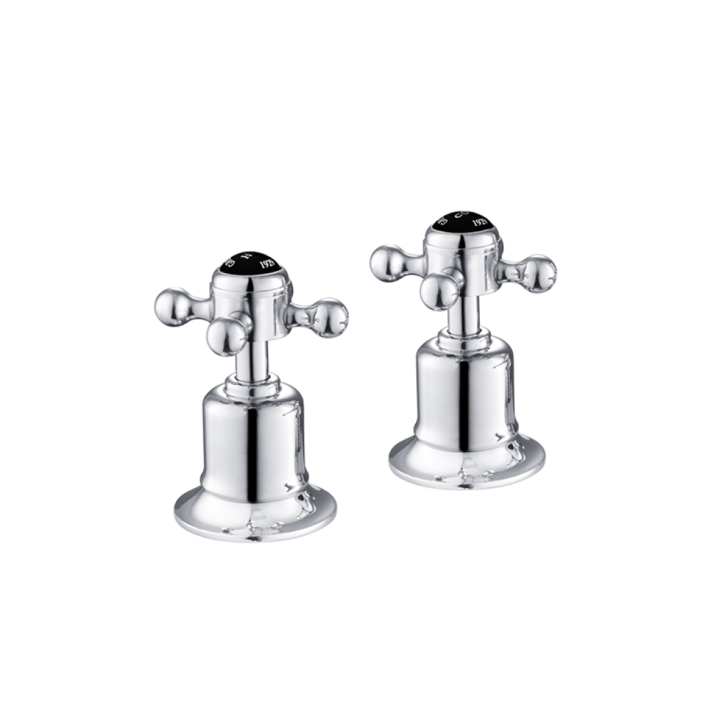 Photo of JTP Grosvenor Cross Chrome Deck Mounted Panel Valves - Black Indices
