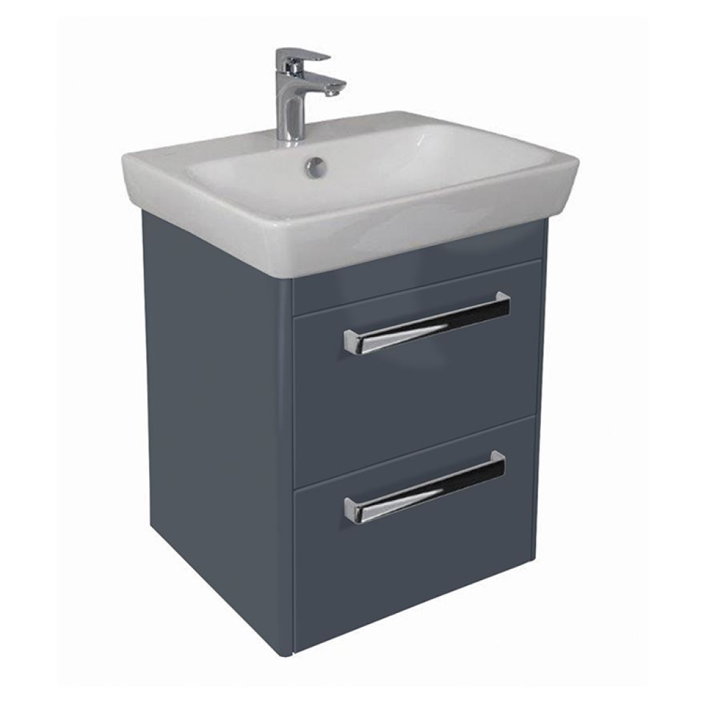 Photo of Vitra Designer M-Line Gloss Dark Grey 600mm Double Drawer Wall Hung Unit & Basin Cutout