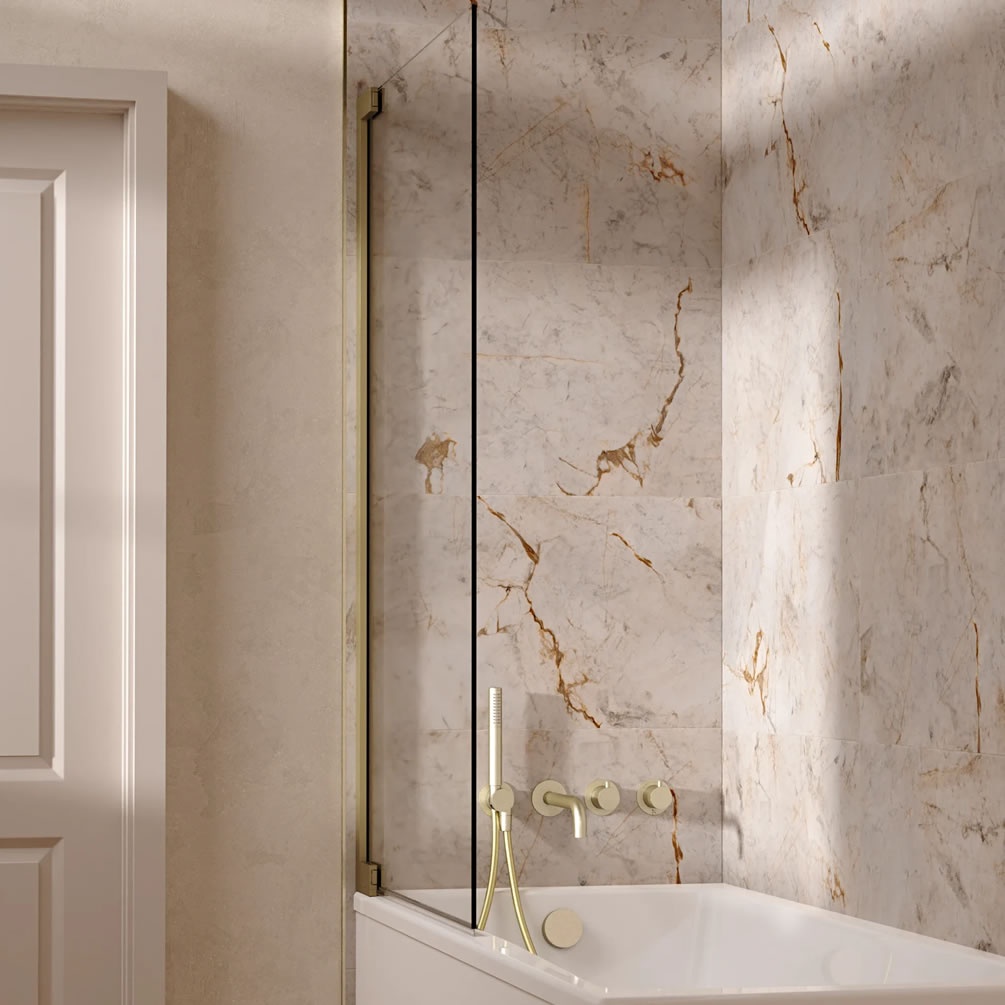 Lifestyle image of Crosswater Module Brushed Brass Dual Outlet Bath Spout Set
