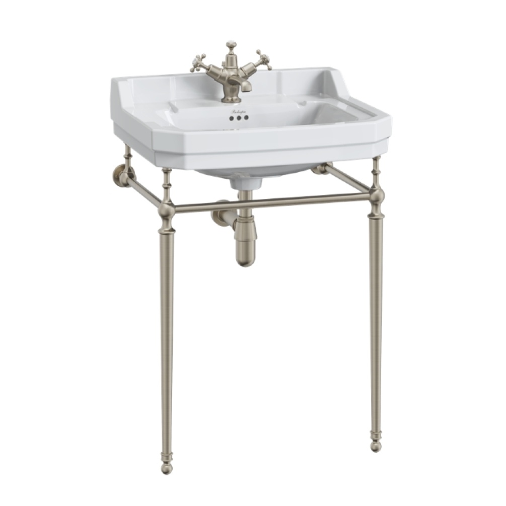 Product Cut out image of the Burlington Edwardian 610mm Basin & Brushed Nickel Washstand
