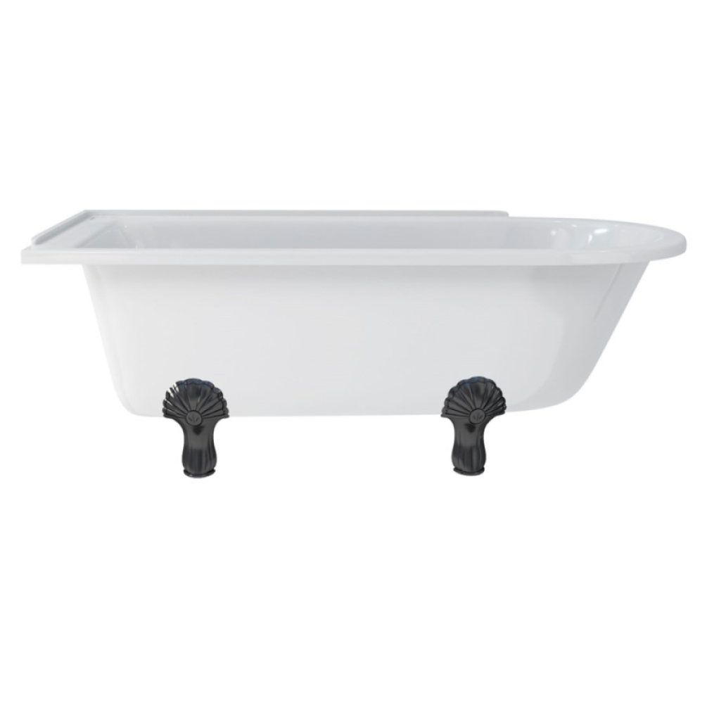 Burlington Hampton 1700mm Left Hand Freestanding Shower Bath With Black Claw Feet
