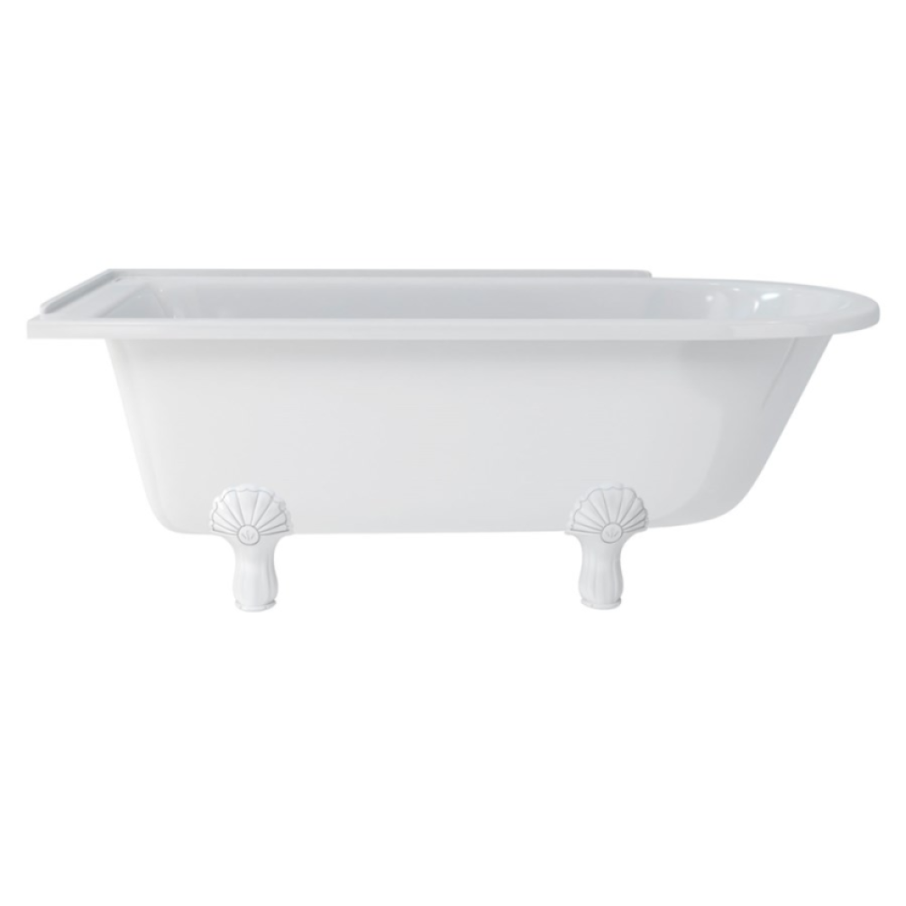 Burlington Hampton 1700mm Left Hand Freestanding Shower Bath With White Claw Feet