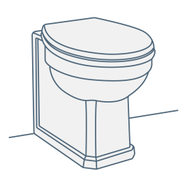 iconography image of a traditional back to wall toilet with an old style, period look design