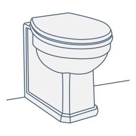 iconography image of a traditional back to wall toilet with an old style, period look design