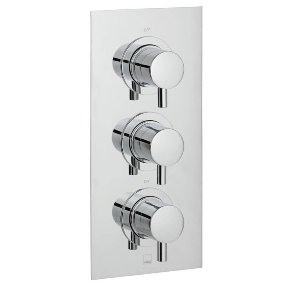 Vado Celsius Twin Outlet Three Handle Thermostatic Shower Valve Image 1