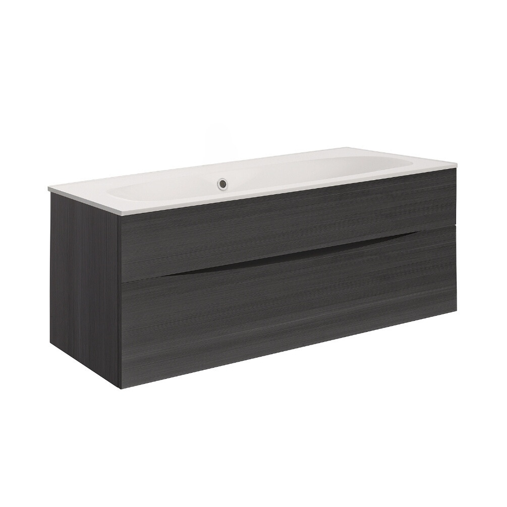 Product Cut out image of the Crosswater Glide II Steelwood 1000mm Double Drawer Unit with Matt White 0 Tap Hole Basin