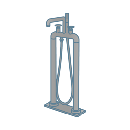 iconography image of a nickel freestanding bath mixer tap