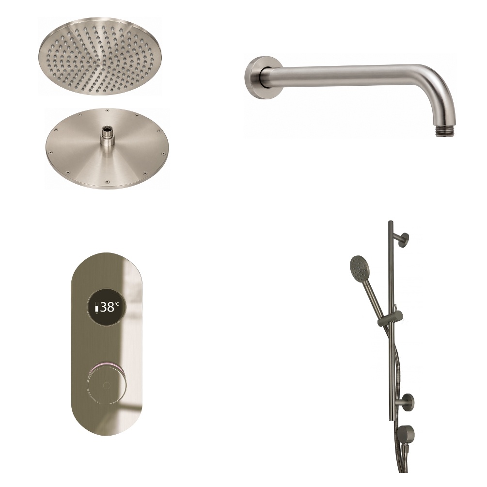 Ted Togo Brushed Nickel Oval Valve Wall Arm Cut Out