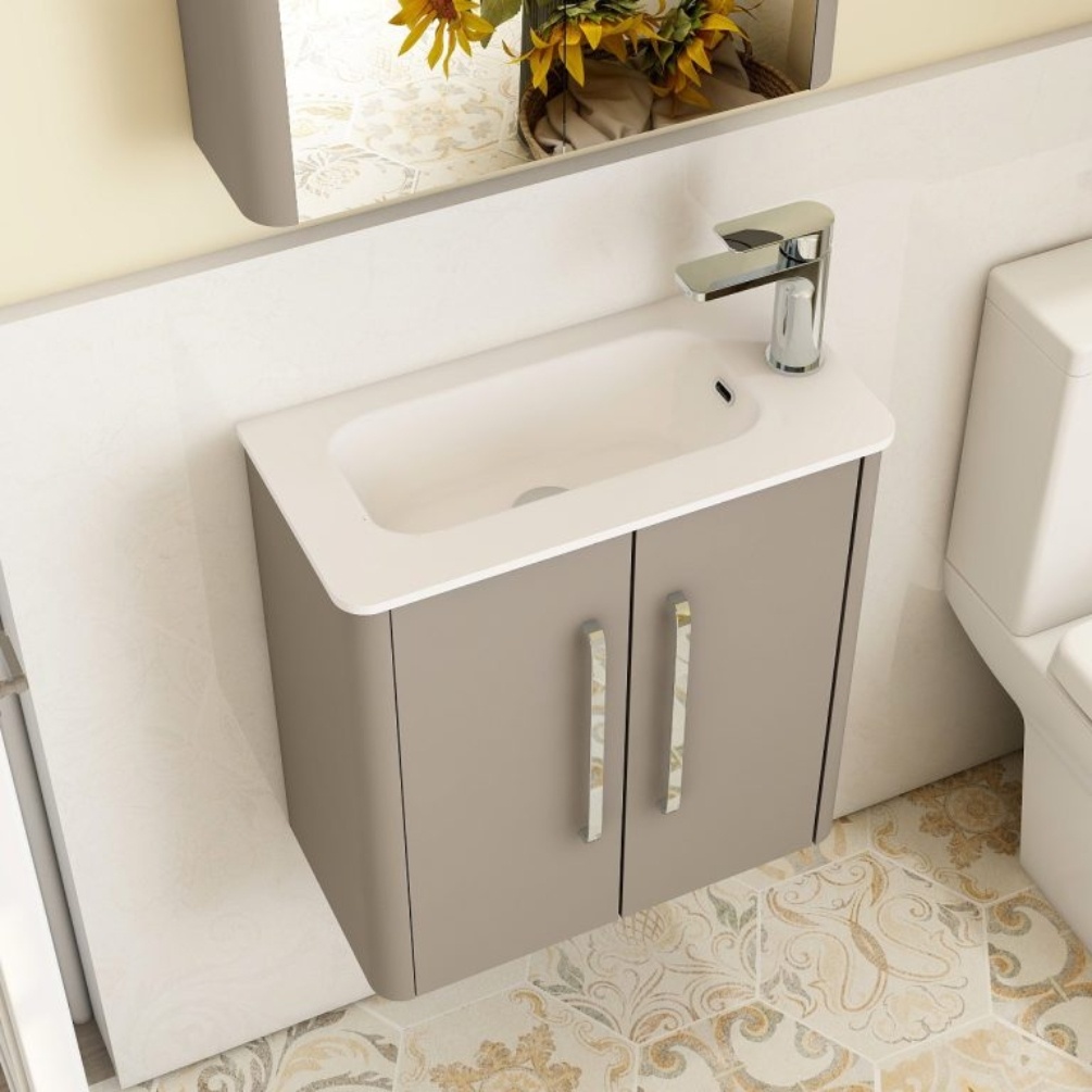 Imex Suburb Matt Ash 2 Door 500mm Wall Hung Cloakroom Vanity Unit