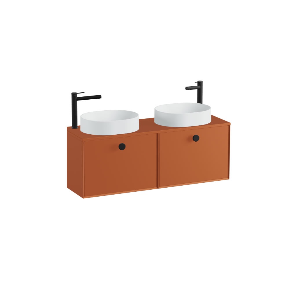 Vado Safari Smooth 1200mm Terracotta Wall Hung Vanity Unit & Worktop