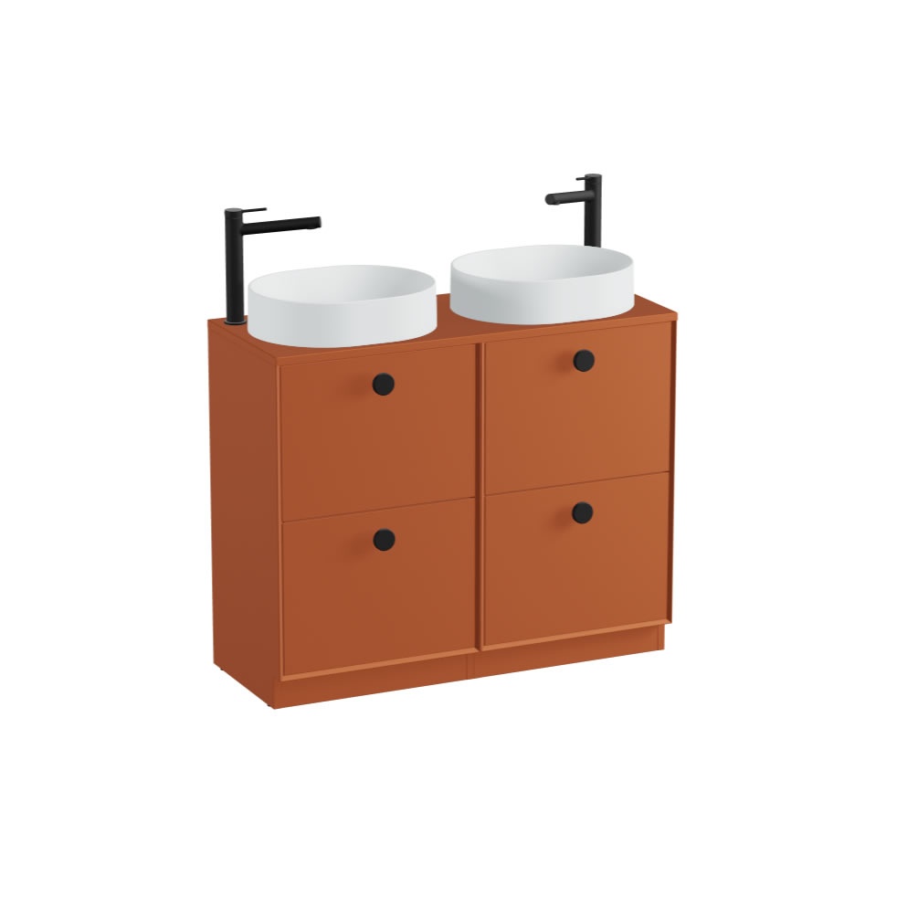 Vado Safari Smooth 1000mm Terracotta Floorstanding Vanity Unit & Worktop