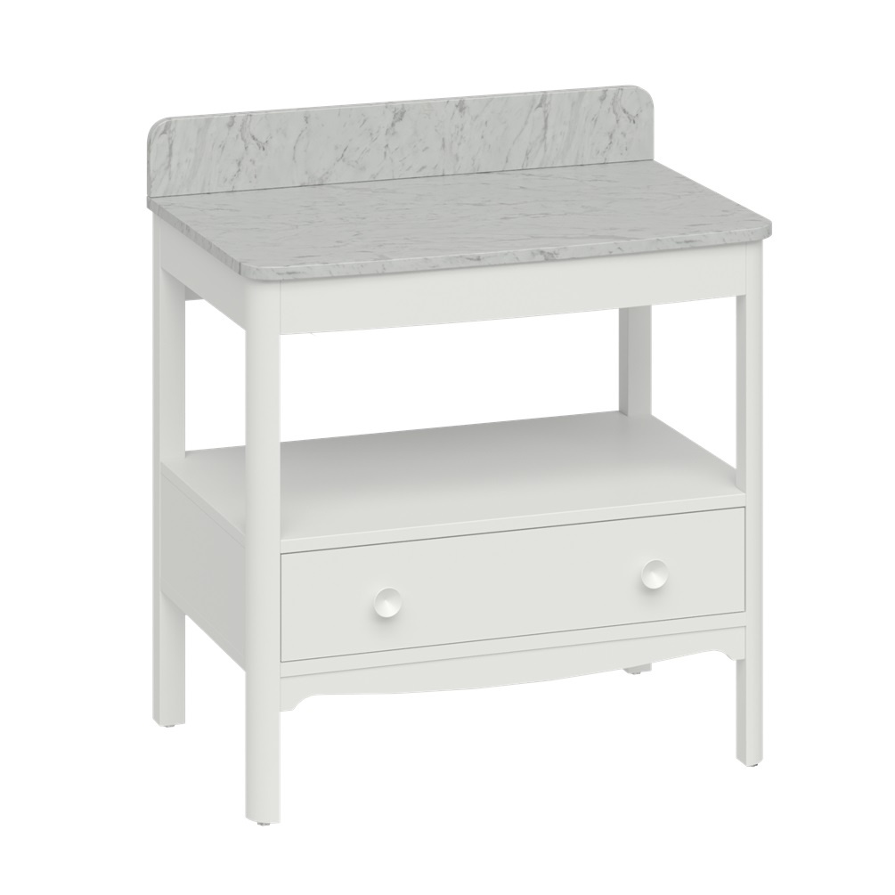 Product cut out Image of Burlington Guild 850 Varley White Furniture Unit and Carrara Worktop GU8500DVW_FS GU850TMC
