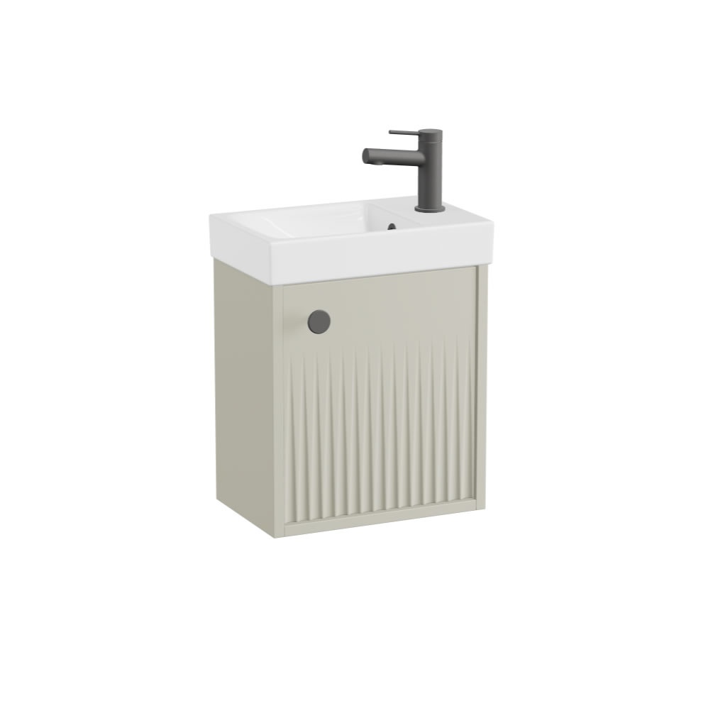 Vado Safari Fluted 400mm Cashmere Wall Hung Cloakroom Vanity Unit & Ceramic Basin