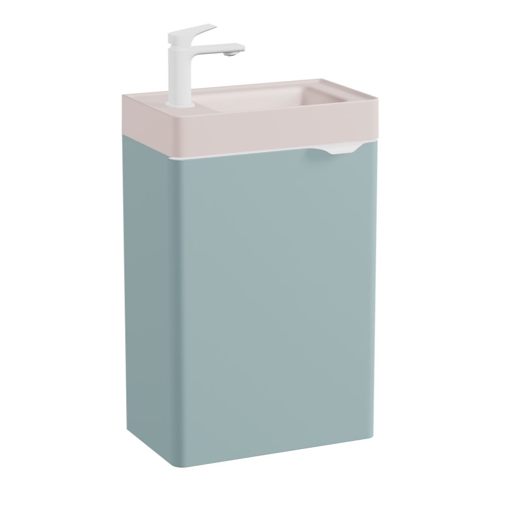 Vado Cameo 400mm Wall Hung Vanity Unit & Pink Basin - Left Hand