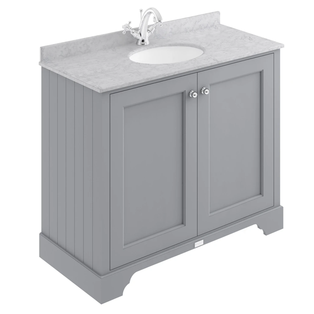 Photo of Bayswater Plummett Grey 1000mm 2 Door Vanity Unit & Grey Worktop