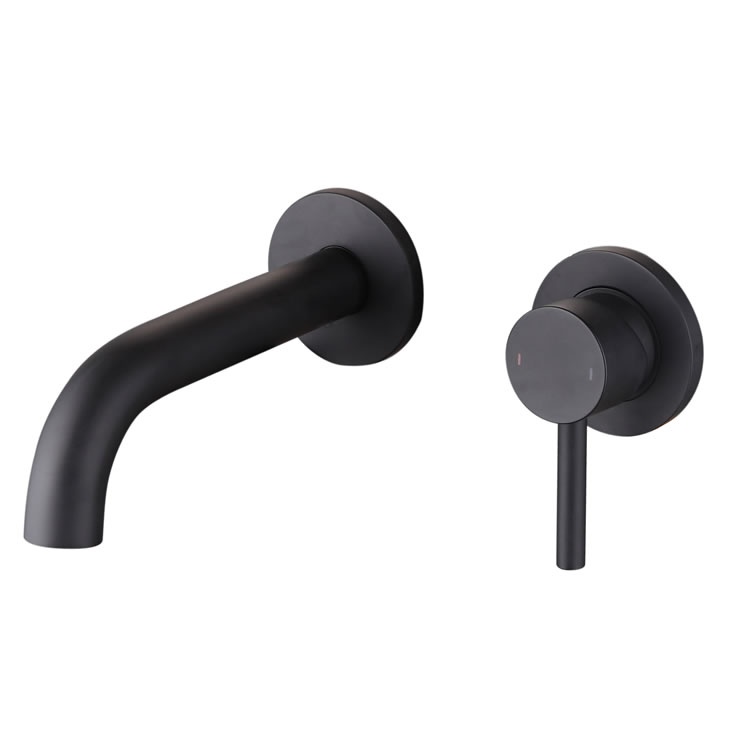 Apex Matt Black 2 Hole Wall-Mounted Basin Tap | Sanctuary Bathrooms