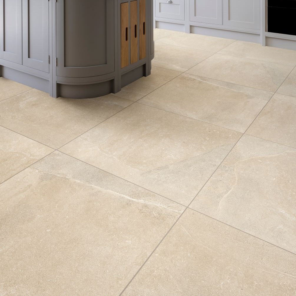 Lifestyle image of Ca Pietra Dorset Porcelain Beige 80x80