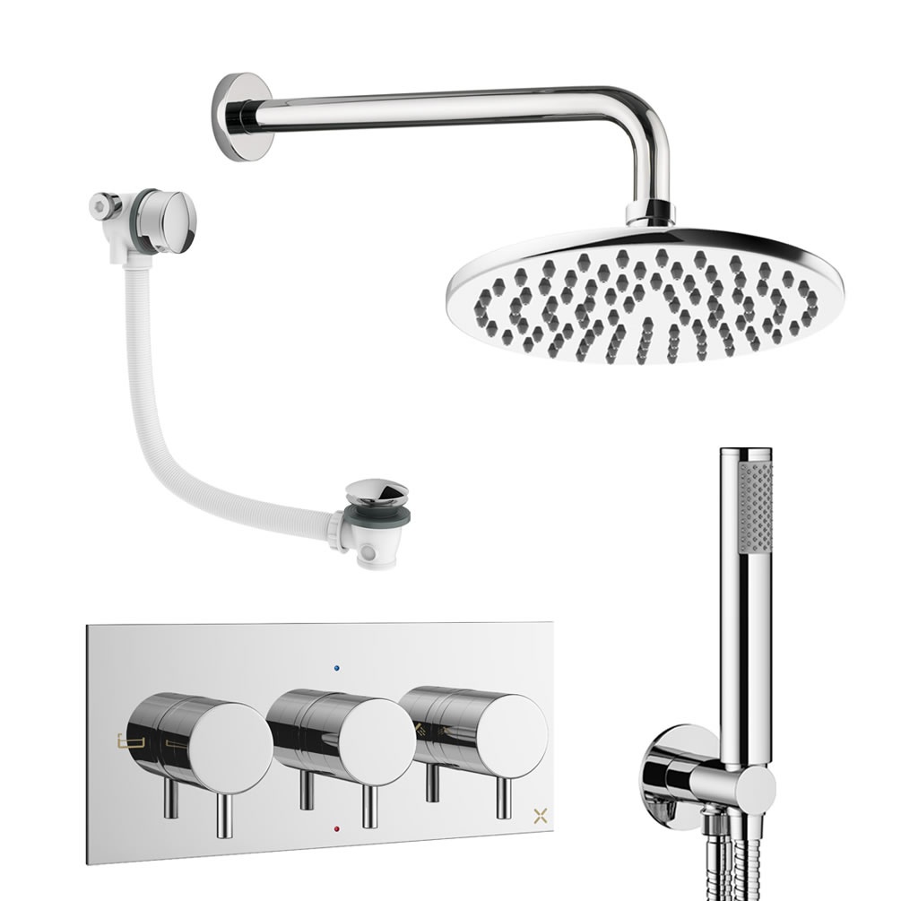 Cutout image of Crosswater Design Chrome Three Outlet Shower Bath Set