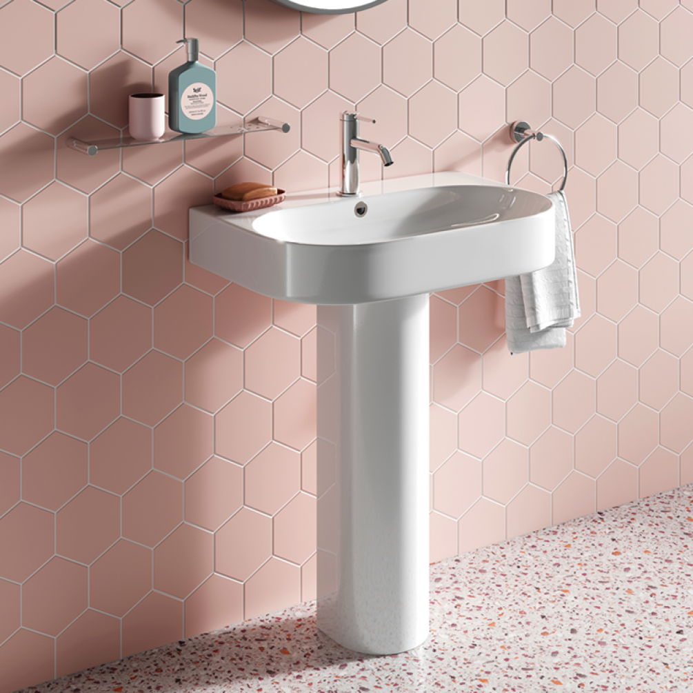 Lifestyle Photo of Britton Bathrooms Trim 600mm Basin with Full Pedestal