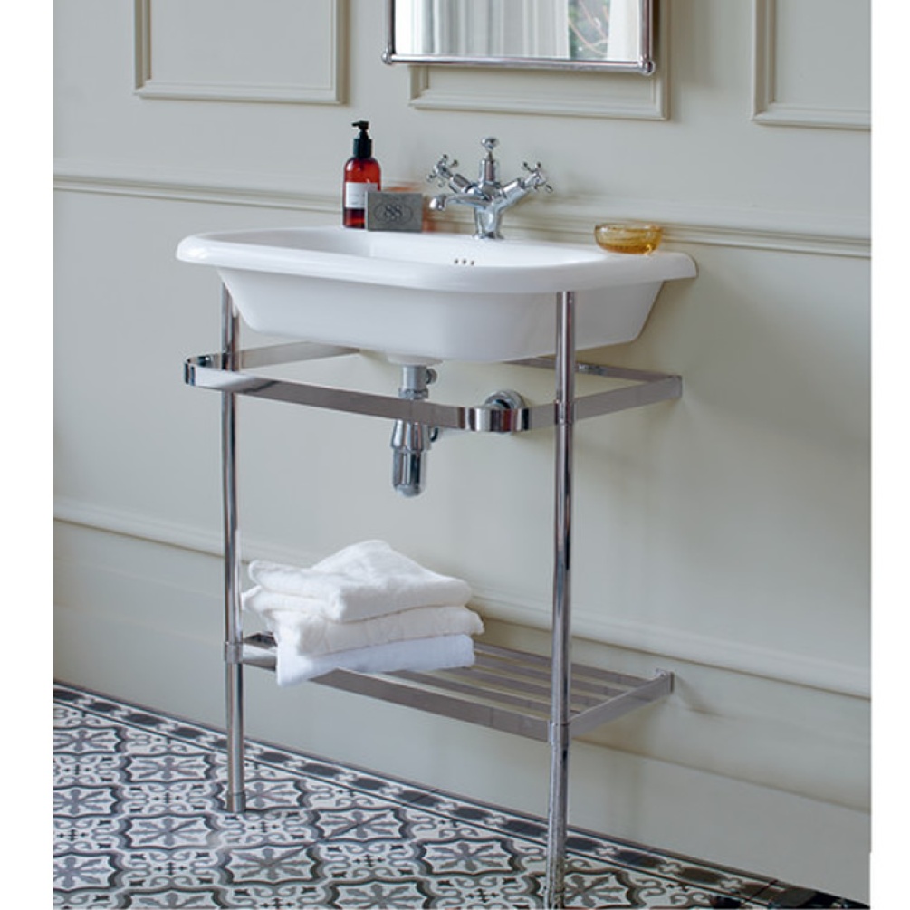 Product Lifestyle image of the Burlington Natural Stone 650mm Basin & Stainless Steel Washstand
