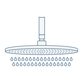 iconography image of a rainfall waterfall shower head