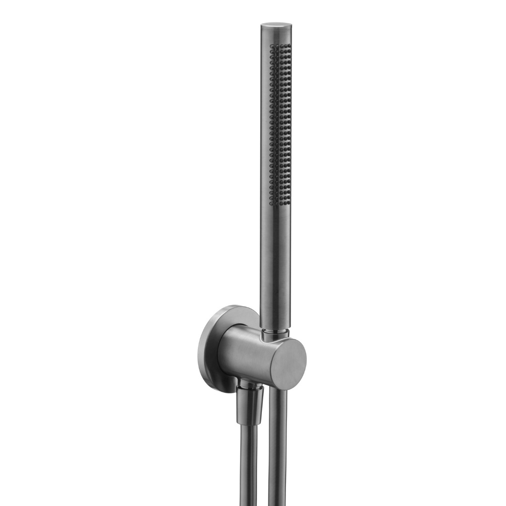 JTP Vos Brushed Black Designer Handset Shower Wall Outlet Cut Out
