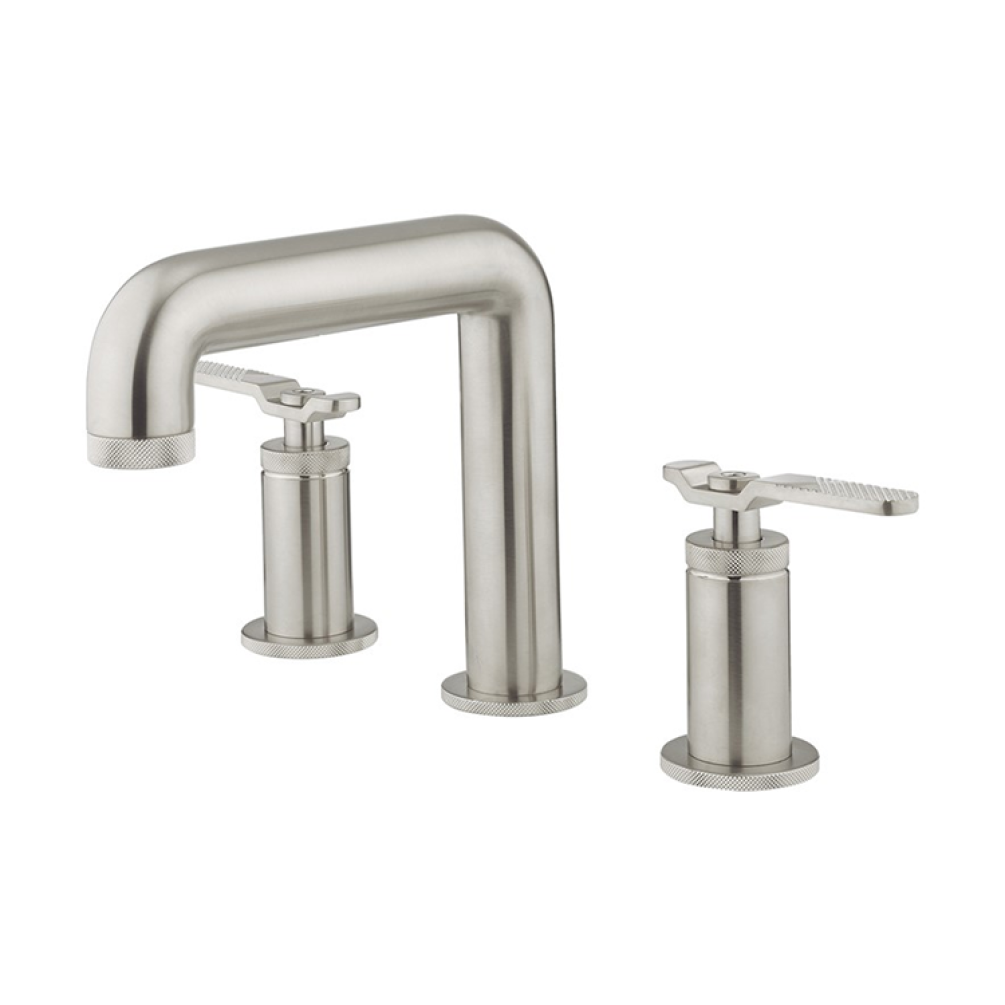 Photo of Crosswater Union Brushed Nickel Three Tap Hole Lever Basin Mixer