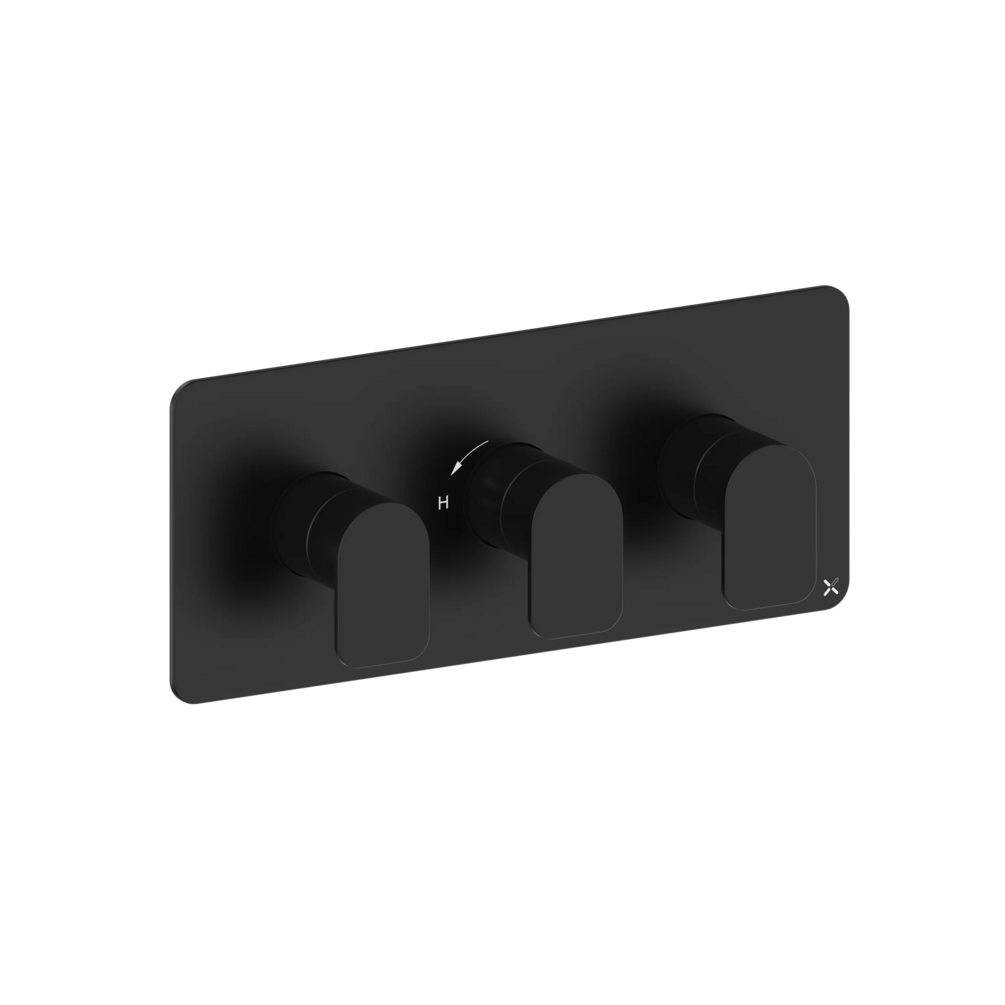 Crosswater Fuse Matt Black Landscape 2 Outlet 3 Handle Shower Valve