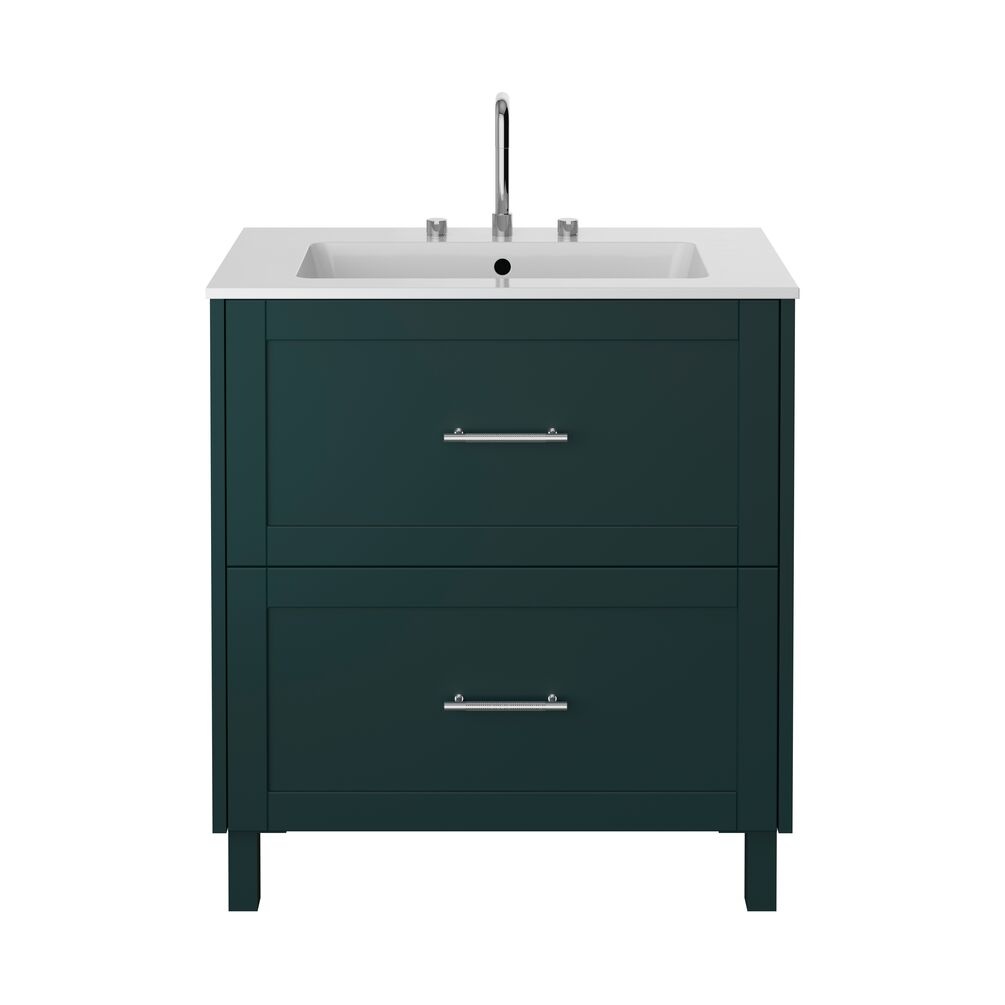 Cut out image of the Heritage Lynton 800mm Classic Green Freestanding Vanity Unit, Basin & Handle Pack