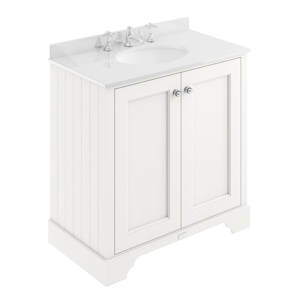 Bayswater Pointing White 800mm 2 Door Vanity Unit & White Worktop