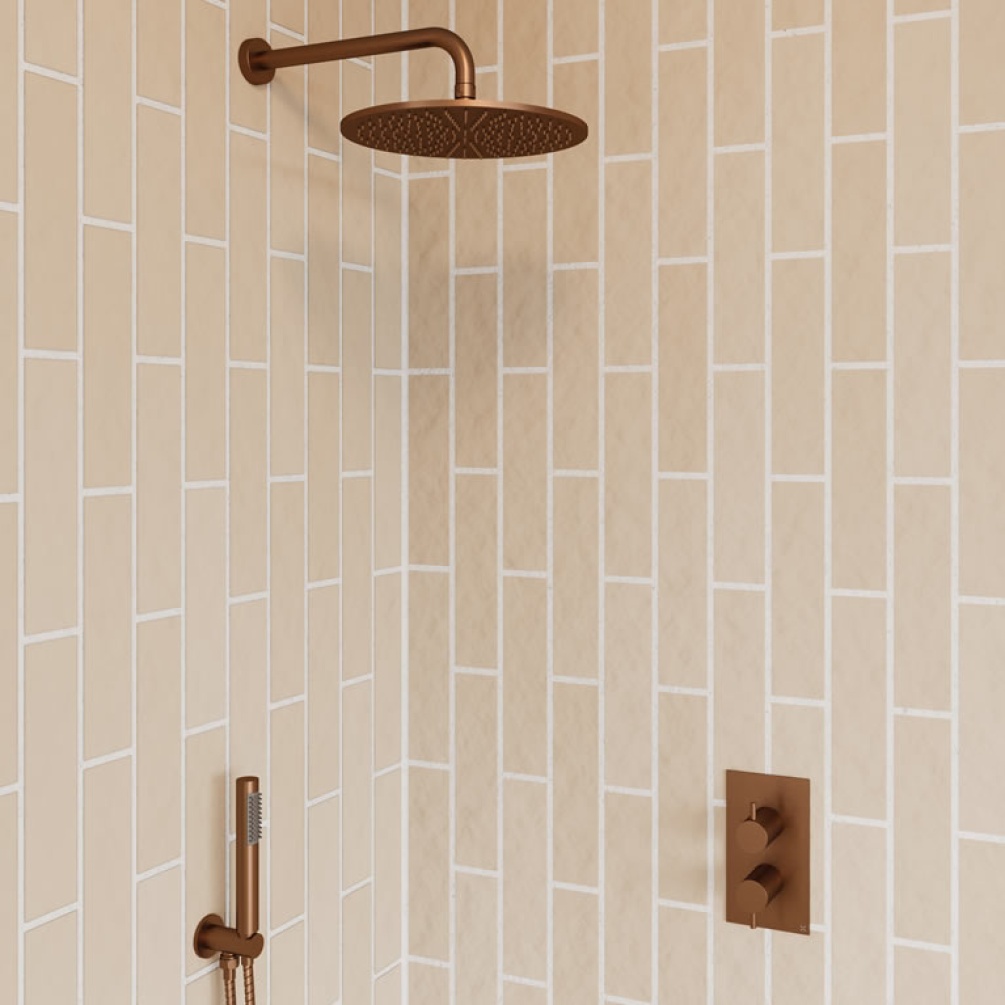 Crosswater MPRO Brushed Bronze Twin Outlet Two Control Shower Valve Pack