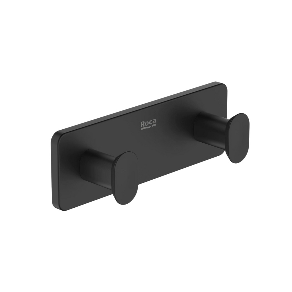 Cut out image of the Roca Victoria Matt Black Double Robe Hook