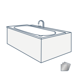 iconography image of a steel bathtub with bath with an example steel swatch icon