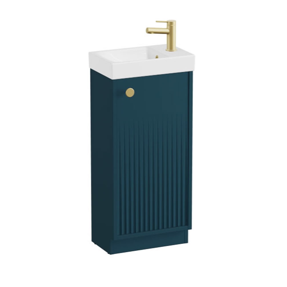 Vado Safari Fluted 400mm Atlantic Blue Floor Mounted Vanity Unit & Ceramic Basin