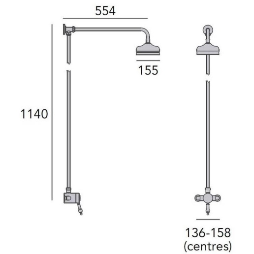 Heritage Glastonbury Exposed Shower with Premium Fixed Riser Kit