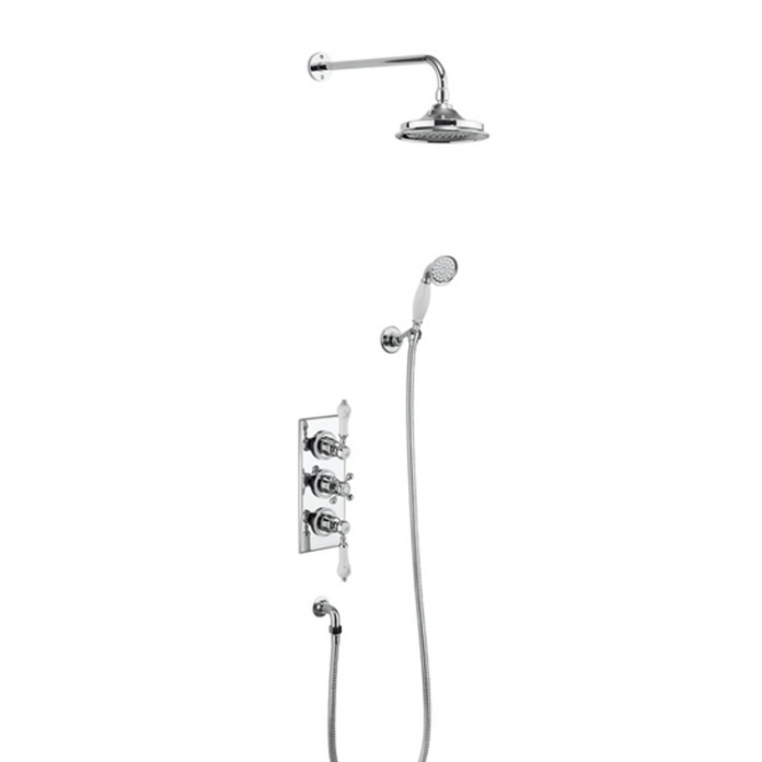 Product Cut out image of the Burlington Trent Chrome Concealed Thermostatic Shower with Diverter & Handset