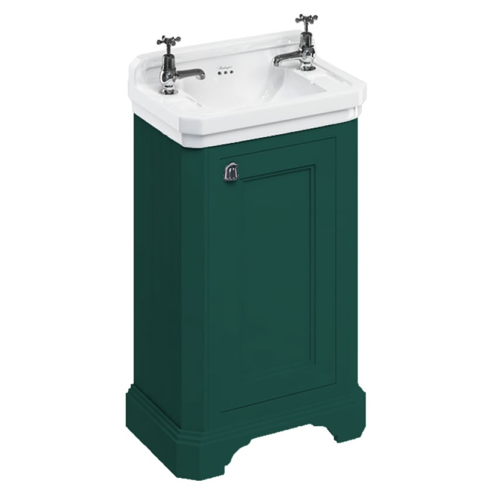 Burlington Edwardian Cloakroom Basin & Matt Green Freestanding Vanity Unit