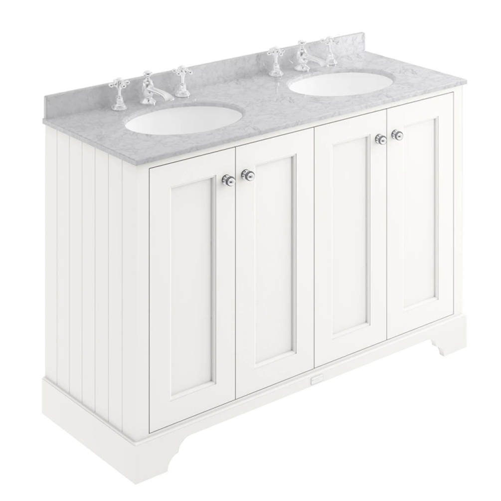 Bayswater Pointing White 1200mm 4 Door Vanity Unit & Grey 3TH Worktop