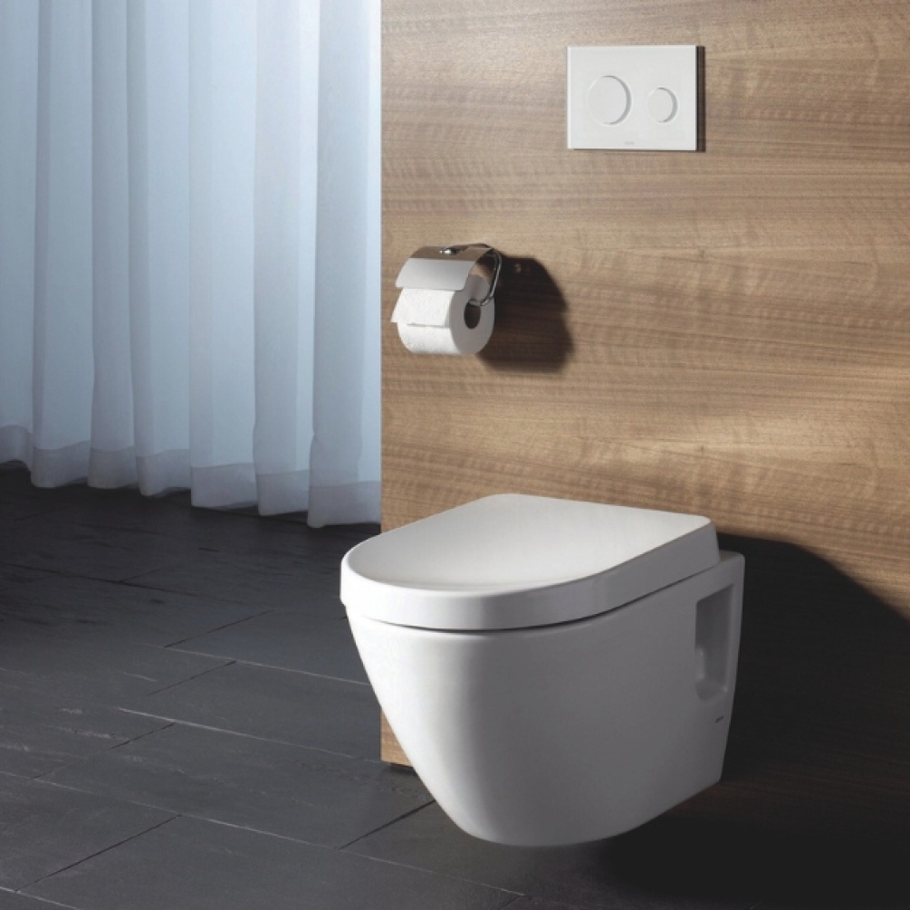Lifestyle image of the TOTO NC Wall Hung Rimless Toilet