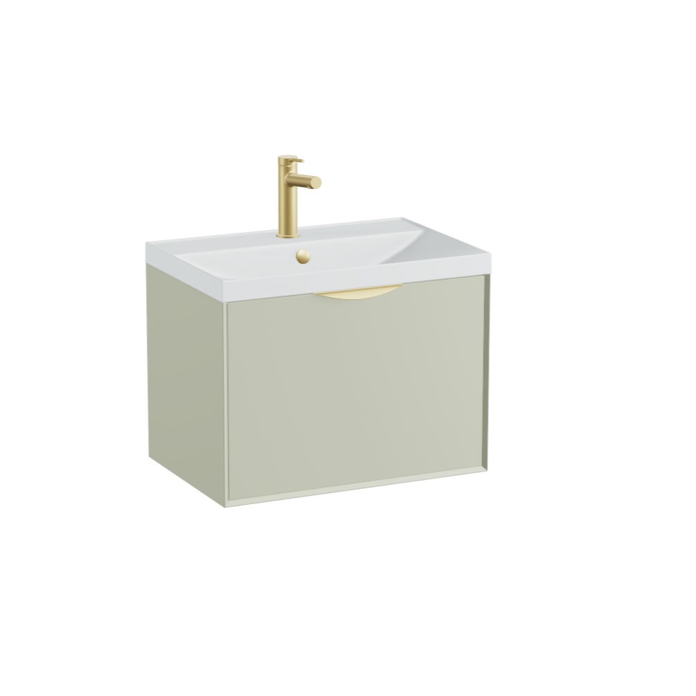 Vado Safari Smooth 600mm Sage Green Wall Hung Vanity Unit & Mineral Basin