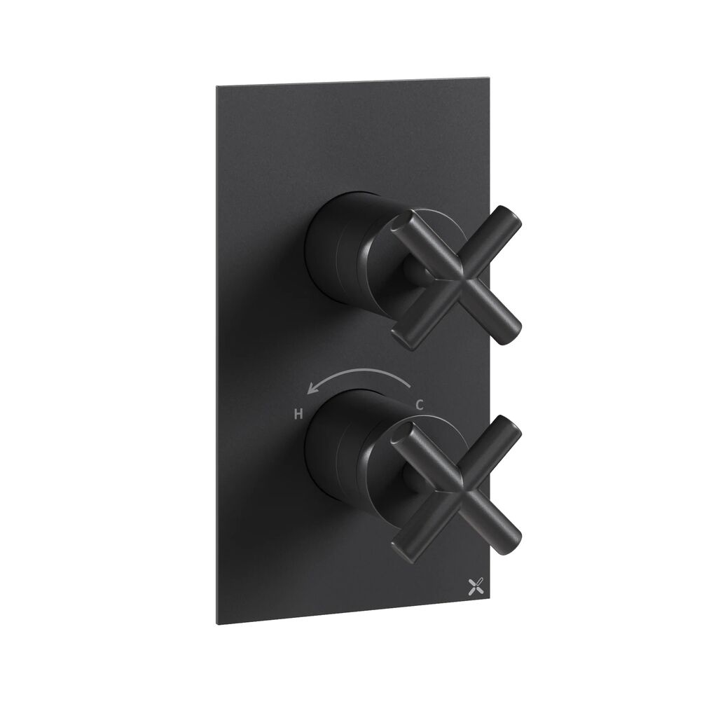 Crosswater MPRO Crosshead Matt Black 2 Outlet 2 Handle Shower Valve