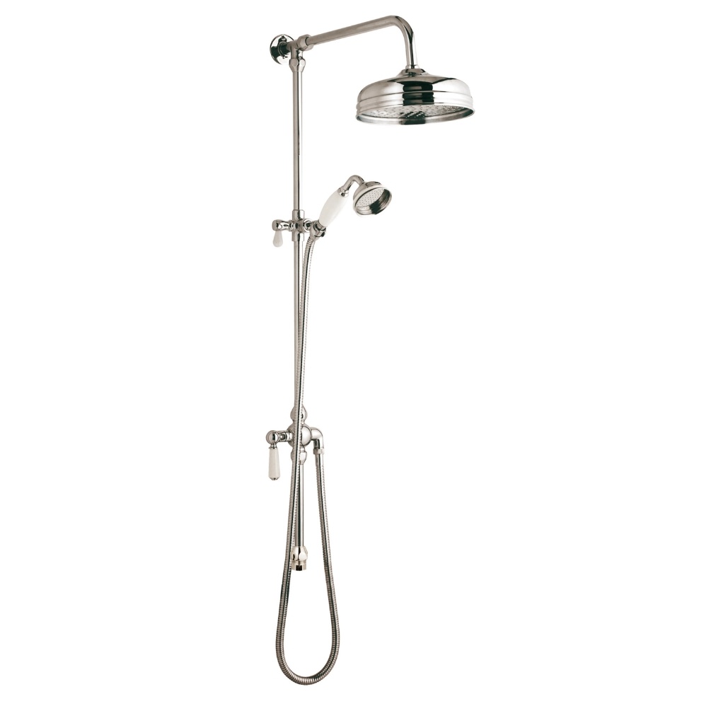 BC Designs Victrion Superbe Nickel Fixed Riser Kit with Shower Head & Handset Cut Out