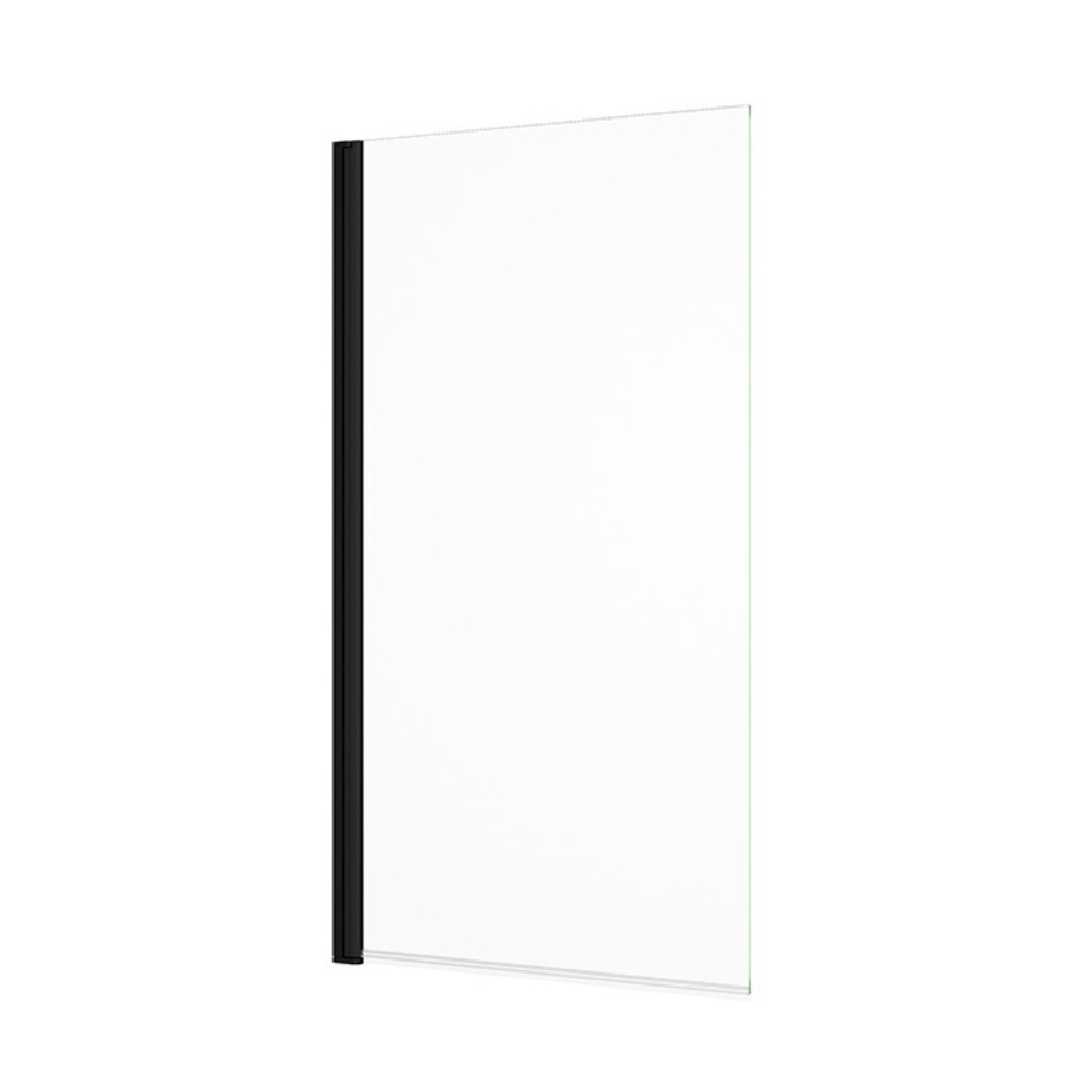 Cut out image of the Abacus Matt Black 1500mm x 800mm Single Hinged Bath Screen